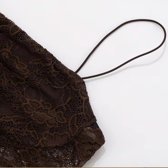 Chocolate Brown Lace-Panel Maxi Dress, brand new – Size Small - Picture 10 of 16